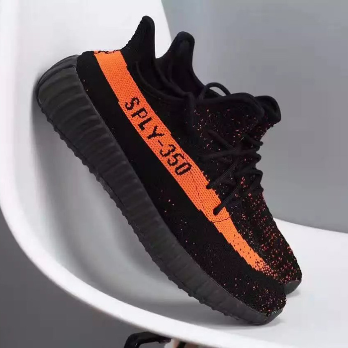 X Kanye West Yeezy SPLY 350 V2 Boost Running Shoes-Black/Orange