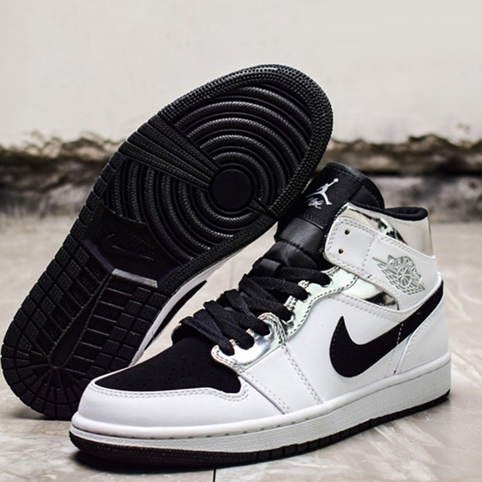 Air Jordan AJ1 Mid Basketball Shoes-White/Black_19889