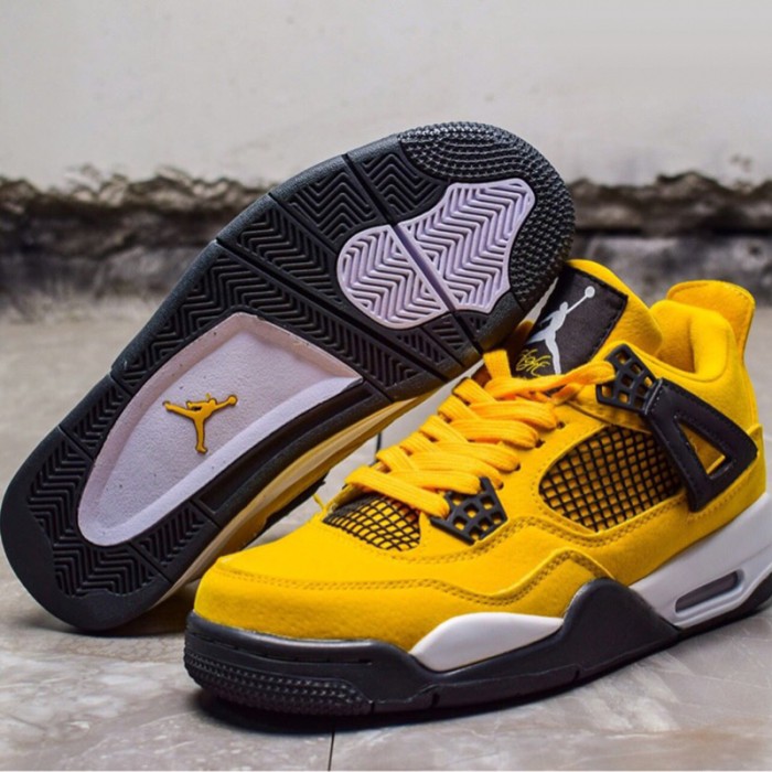 Air Jordan 4 "lightning" AJ4 Basketball Shoes-Yellow/Black_77375