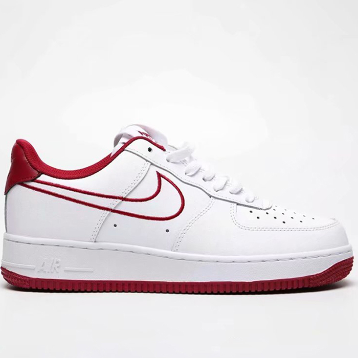 Air Force 1 07 Lthr AF1 Runing Shoes-White/Red_12945
