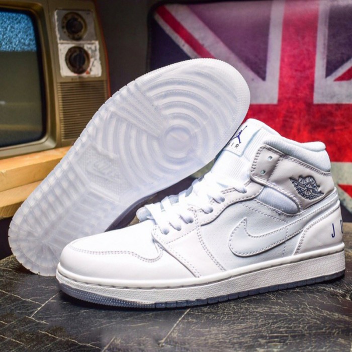 AJ1 Air Jordan Mid Basketball Shoes-All White_94752