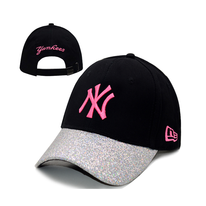 NY letter fashion trend cap baseball cap men and women casual hat-Black/Pink_73105