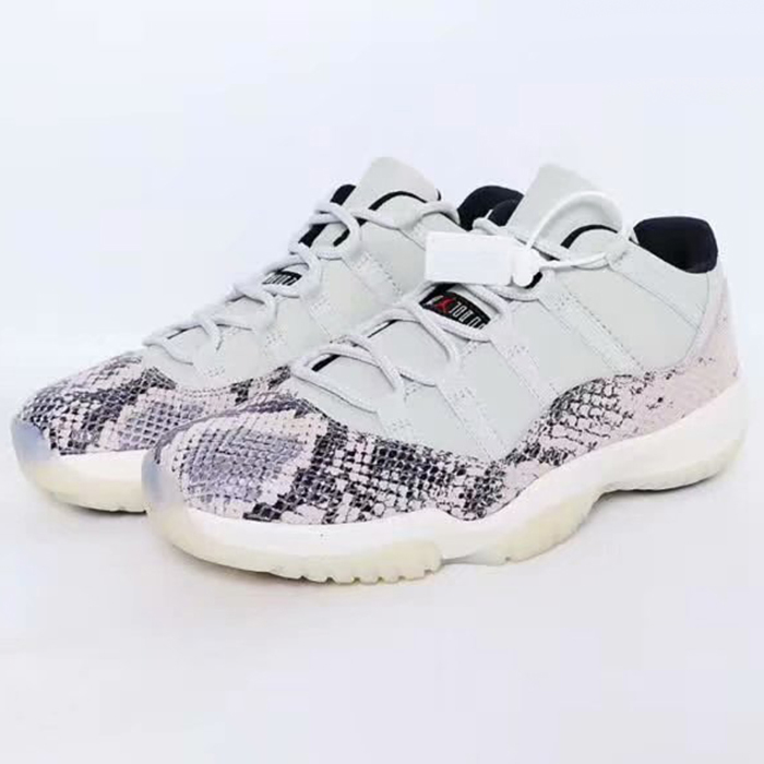Air Jordan 11 Low Snakeskin AJ11 Basketball Shoes-White/Black_10781