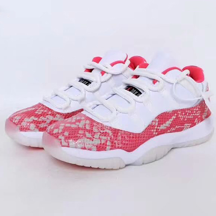 Air Jordan 11 Low Snakeskin AJ11 Basketball Shoes-White/Red_90779