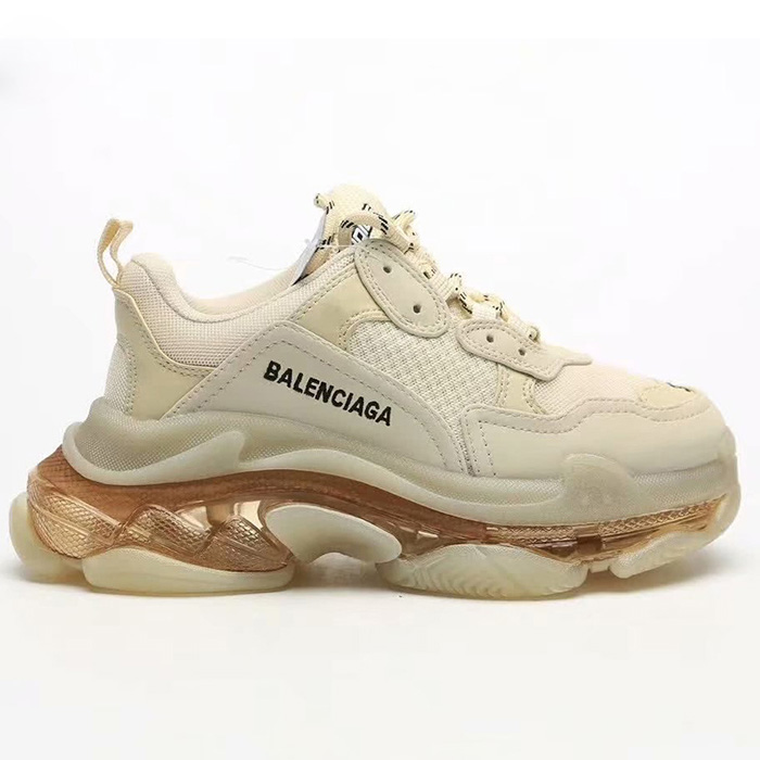 Balenciaga Triple-S Sneaker 17FW Clunky Sneaker ulzzang ins Running Shoes-Khkai/Gold_22169