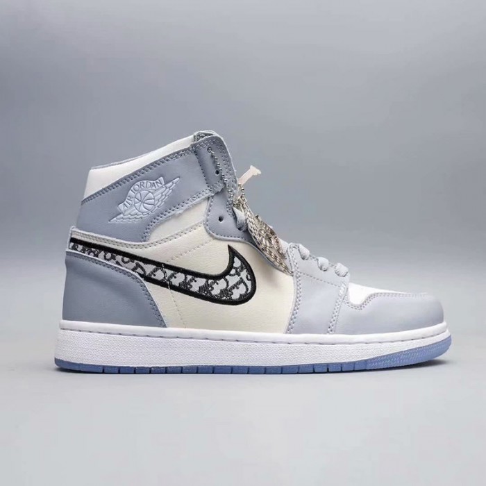 Air Jordan Mid AJ1 Running Shoes-Gray/White_66971