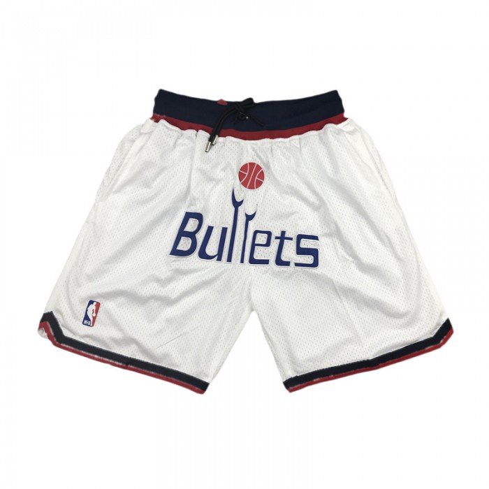 Washington Wizards Bullets Special Version White Shorts with Pockets_63166