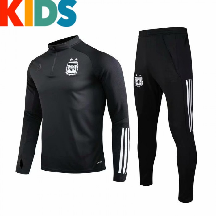 Argentina Black-KIDS Long Sleeve Training Suit (Top + Pant)_19549