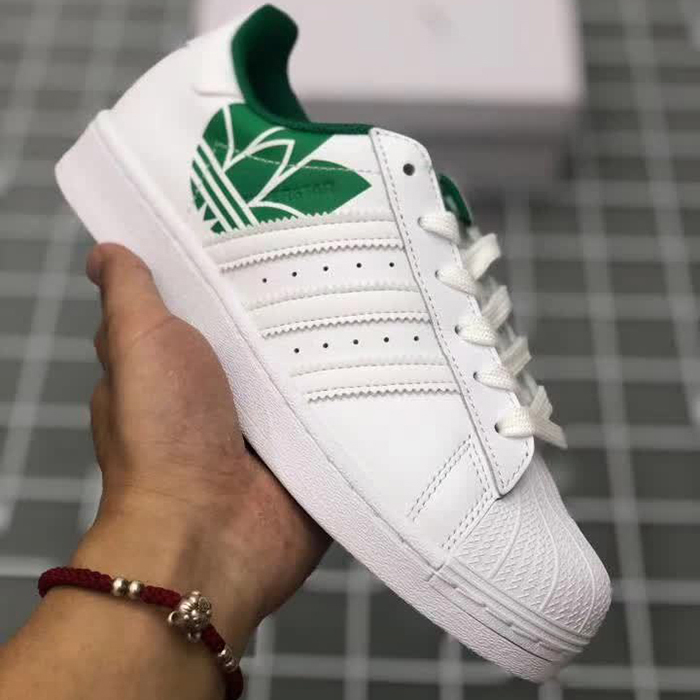 Adidas SUPERSTAR Running Shoes-White/Green-9119676