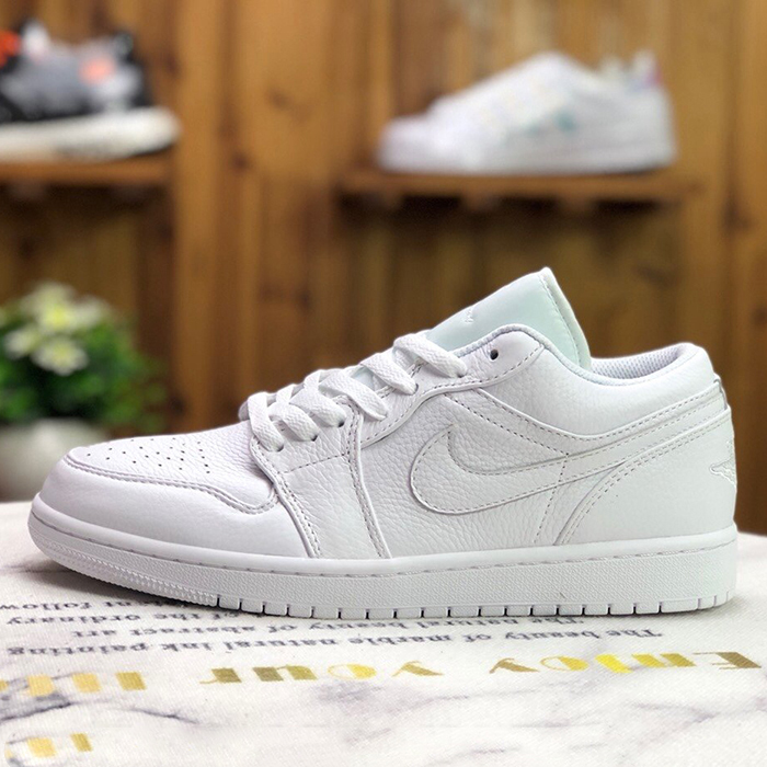 Crossover AIR JORDAN 1 LOW AJ1 UNC Running Shoes-All White-7823247
