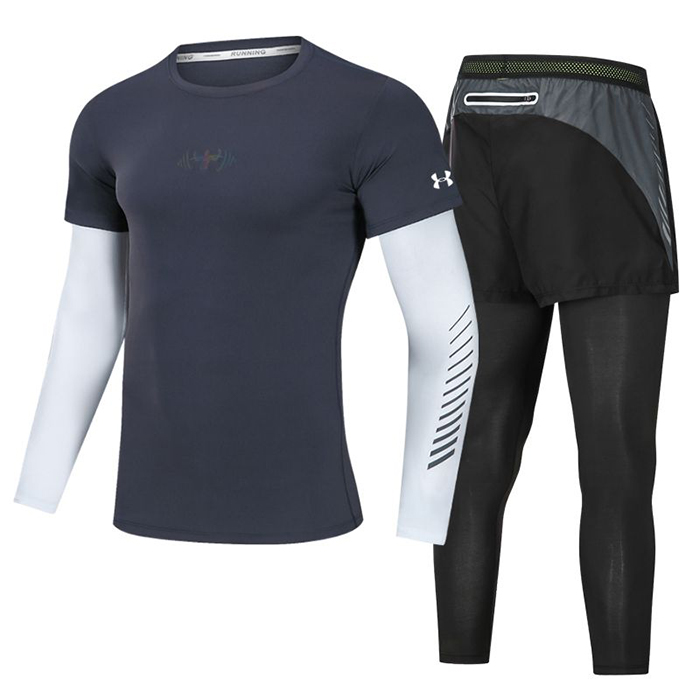 Under Armour 2 Piece Set Quick drying For men's Running Fitness Sports Wear Fitness Clothing men Training Set Sport Suit-3992887