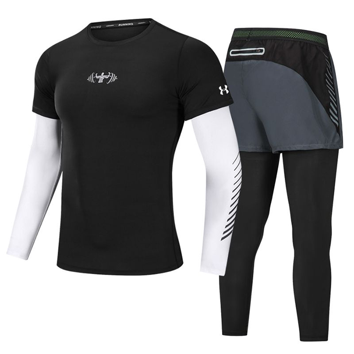 Under Armour 2 Piece Set Quick drying For men's Running Fitness Sports Wear Fitness Clothing men Training Set Sport Suit-6596474