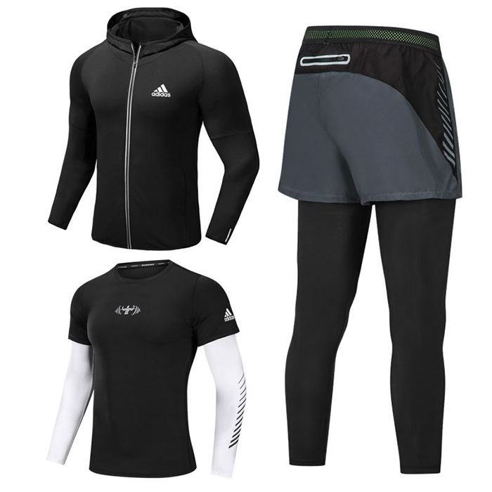 Adidas 3 Piece Set Quick drying For men's Running Fitness Sports Wear Fitness Clothing men Training Set Sport Suit-3616299