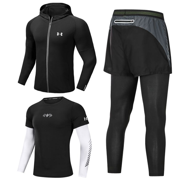 Under Armour 3 Piece Set Quick drying For men's Running Fitness Sports Wear Fitness Clothing men Training Set Sport Suit-617273