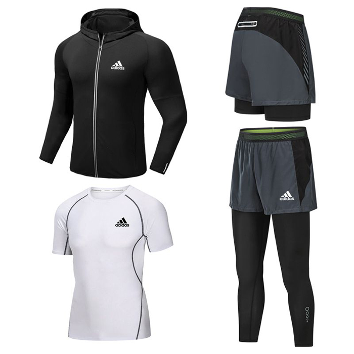 Adidas 4 Piece Set Quick drying For men's Running Fitness Sports Wear Fitness Clothing men Training Set Sport Suit-7149937