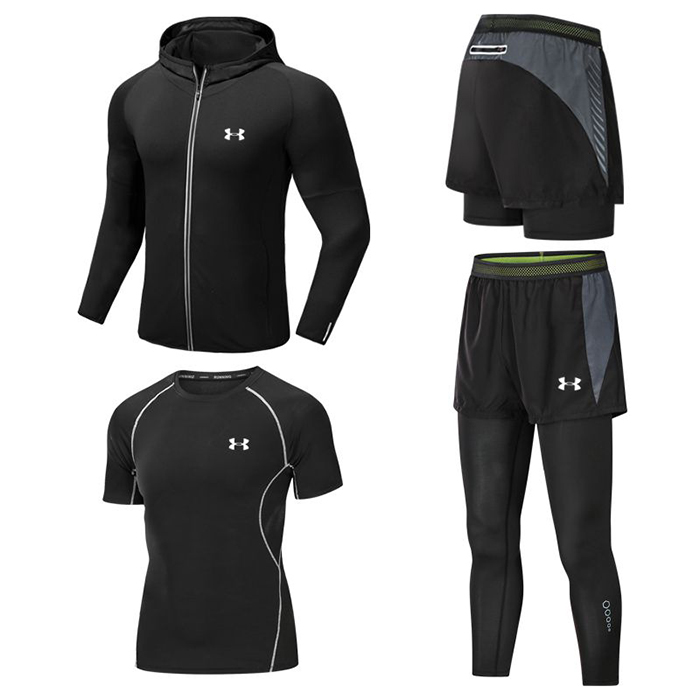 Under Armour 4 Piece Set Quick drying For men's Running Fitness Sports Wear Fitness Clothing men Training Set Sport Suit-3456930