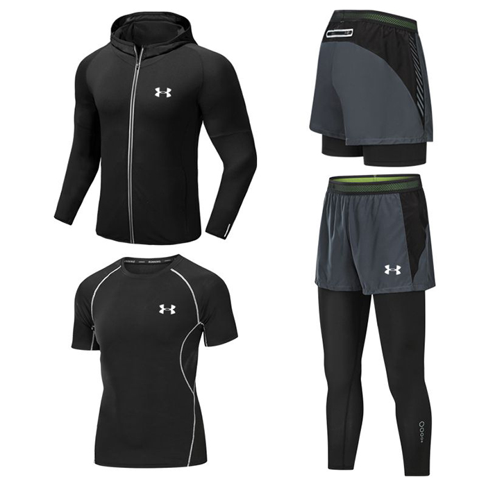 Under Armour 4 Piece Set Quick drying For men's Running Fitness Sports Wear Fitness Clothing men Training Set Sport Suit-439844