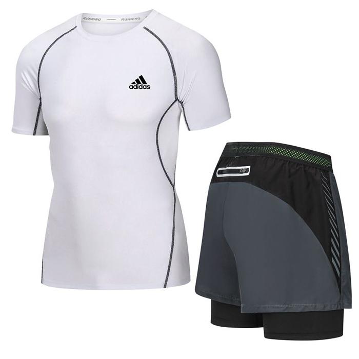 Adidas 2 Piece Set Quick drying For men's Running Fitness Sports Wear Fitness Clothing men Training Set Sport Suit-5947438