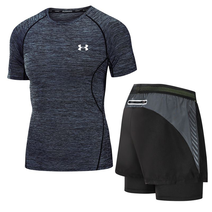 Under Armour 2 Piece Set Quick drying For men's Running Fitness Sports Wear Fitness Clothing men Training Set Sport Suit-217398