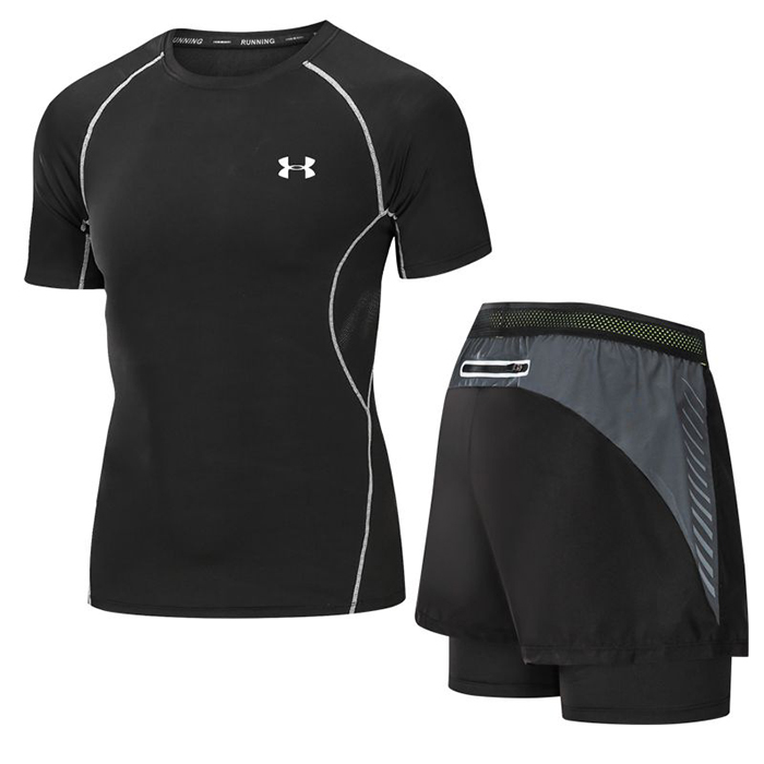 Under Armour 2 Piece Set Quick drying For men's Running Fitness Sports Wear Fitness Clothing men Training Set Sport Suit-3153796