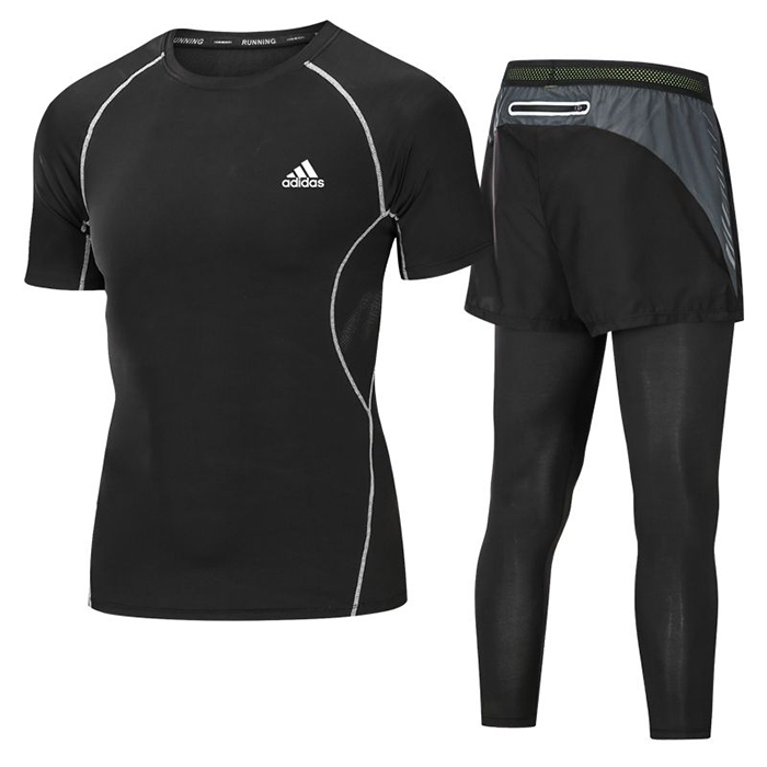 Adidas 2 Piece Set Quick drying For men's Running Fitness Sports Wear Fitness Clothing men Training Set Sport Suit-544387