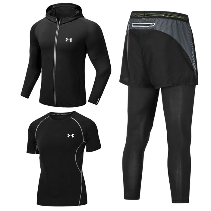 Under Armour 3 Piece Set Quick drying For men's Running Fitness Sports Wear Fitness Clothing men Training Set Sport Suit-7247584
