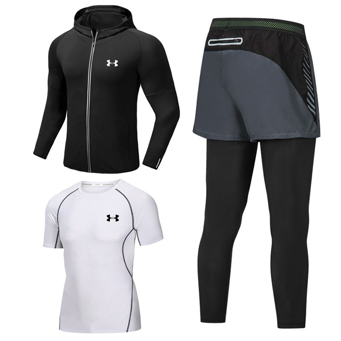 Under Armour 3 Piece Set Quick drying For men's Running Fitness Sports Wear Fitness Clothing men Training Set Sport Suit-6732467