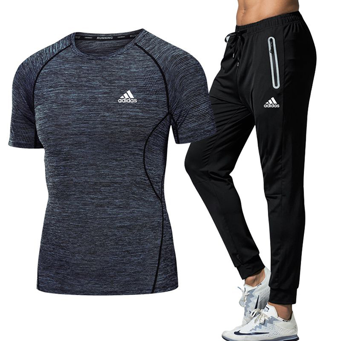Adidas 2 Piece Set Quick drying For men's Running Fitness Sports Wear Fitness Clothing men Training Set Sport Suit-2343658