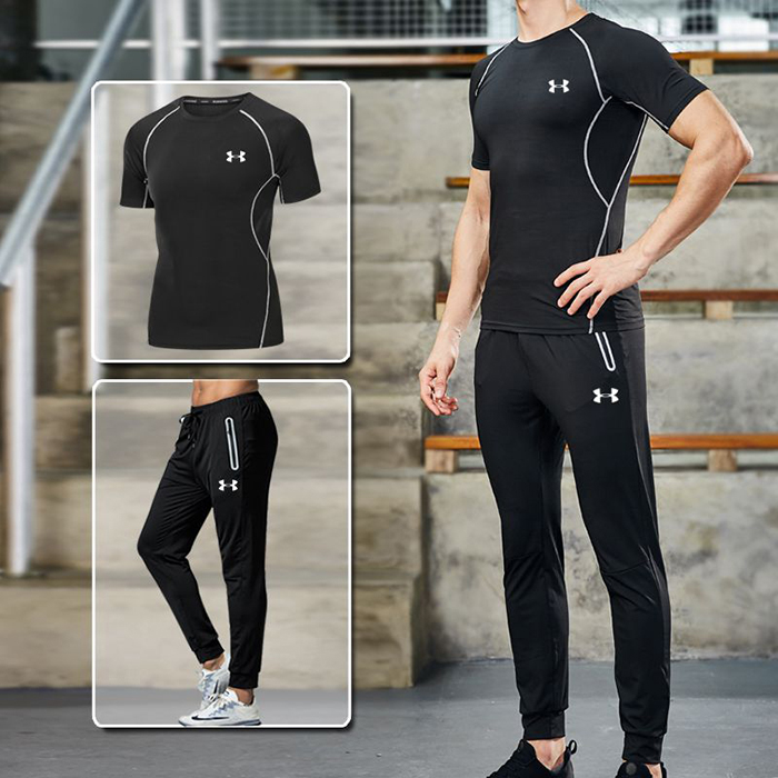 Under Armour 2 Piece Set Quick drying For men's Running Fitness Sports Wear Fitness Clothing men Training Set Sport Suit-7841358