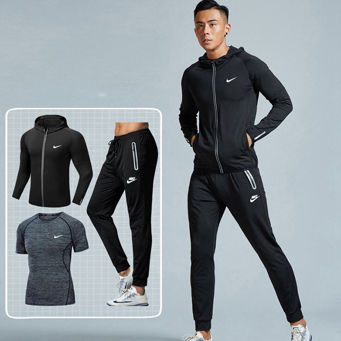 Adidas 3 Piece Set Quick drying For men's Running Fitness Sports Wear Fitness Clothing men Training Set Sport Suit-1311077