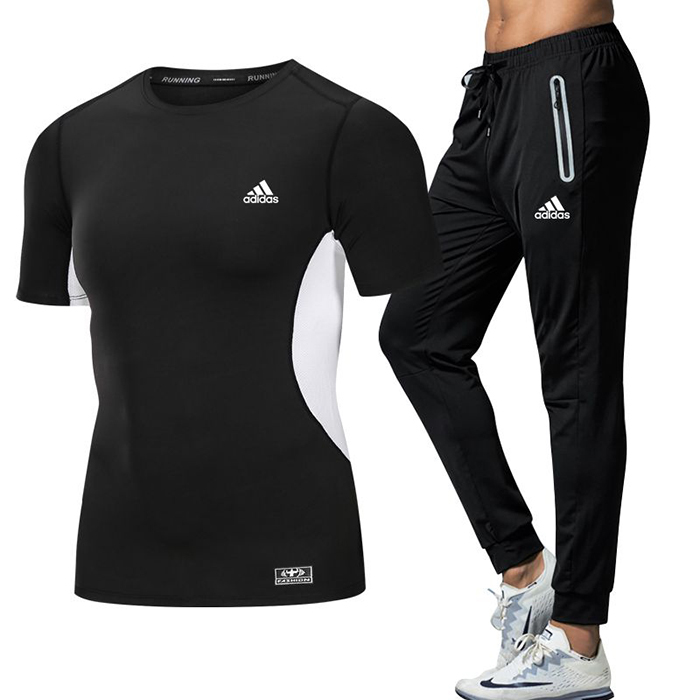 Adidas 2 Piece Set Quick drying For men's Running Fitness Sports Wear Fitness Clothing men Training Set Sport Suit-4814047