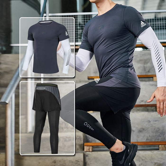Adidas 2 Piece Set Quick drying For men's Running Fitness Sports Wear Fitness Clothing men Training Set Sport Suit-3507031