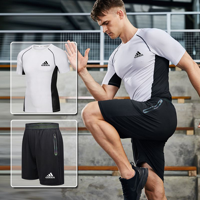 Adidas 2 Piece Set Quick drying For men's Running Fitness Sports Wear Fitness Clothing men Training Set Sport Suit-1010793