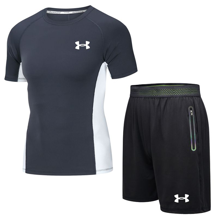 Under Armour 2 Piece Set Quick drying For men's Running Fitness Sports Wear Fitness Clothing men Training Set Sport Suit-2874889