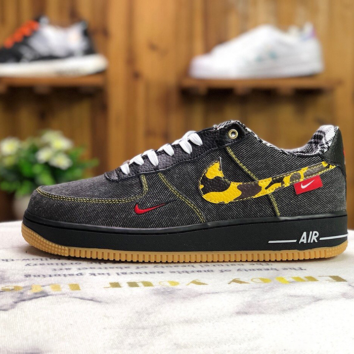 AIR FORCE 1 '07 LV8 AF1 Running Shoes-Black/Yellow-8273026