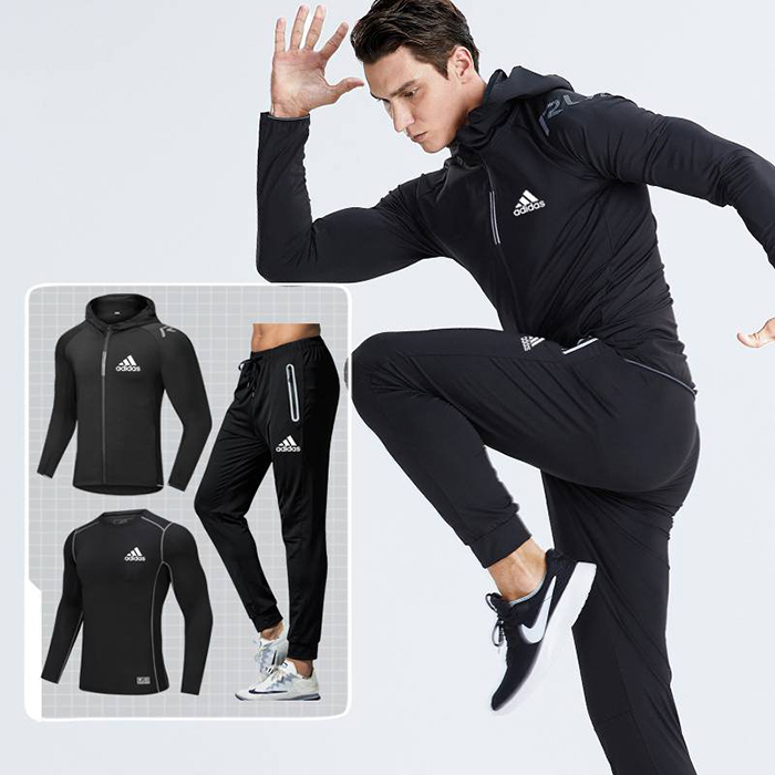 Adidas 3 Piece Set Quick drying For men's Running Fitness Sports Wear Fitness Clothing men Training Set Sport Suit-9423970