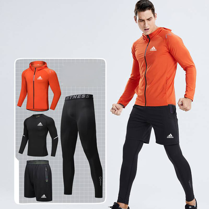 Adidas 4 Piece Set Quick drying For men's Running Fitness Sports Wear Fitness Clothing men Training Set Sport Suit-4150986