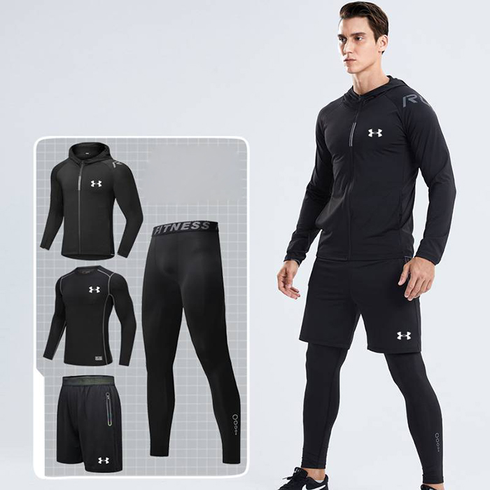 Under Armour 4 Piece Set Quick drying For men's Running Fitness Sports Wear Fitness Clothing men Training Set Sport Suit-9749126