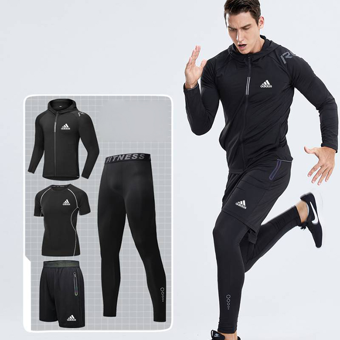 Adidas 4 Piece Set Quick drying For men's Running Fitness Sports Wear Fitness Clothing men Training Set Sport Suit-9428897