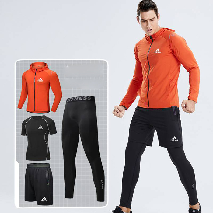 Adidas 4 Piece Set Quick drying For men's Running Fitness Sports Wear Fitness Clothing men Training Set Sport Suit-6573945