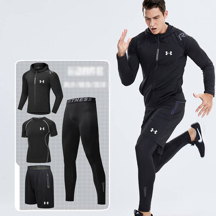 Under Armour 4 Piece Set Quick drying For men's Running Fitness Sports Wear Fitness Clothing men Training Set Sport Suit-5263594