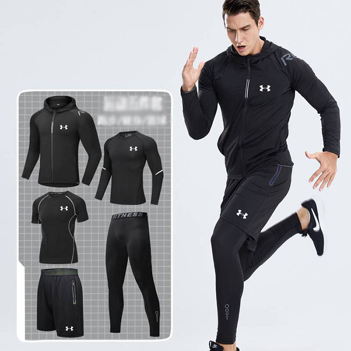 Under Armour 5 Piece Set Quick drying For men's Running Fitness Sports Wear Fitness Clothing men Training Set Sport Suit-4952594