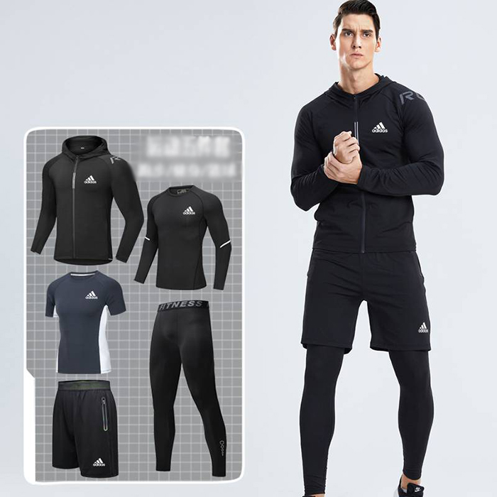 Adidas 5 Piece Set Quick drying For men's Running Fitness Sports Wear Fitness Clothing men Training Set Sport Suit-2352876
