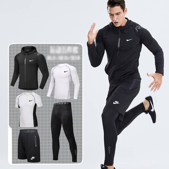 Nike 5 Piece Set Quick drying For men's Running Fitness Sports Wear Fitness Clothing men Training Set Sport Suit-435493
