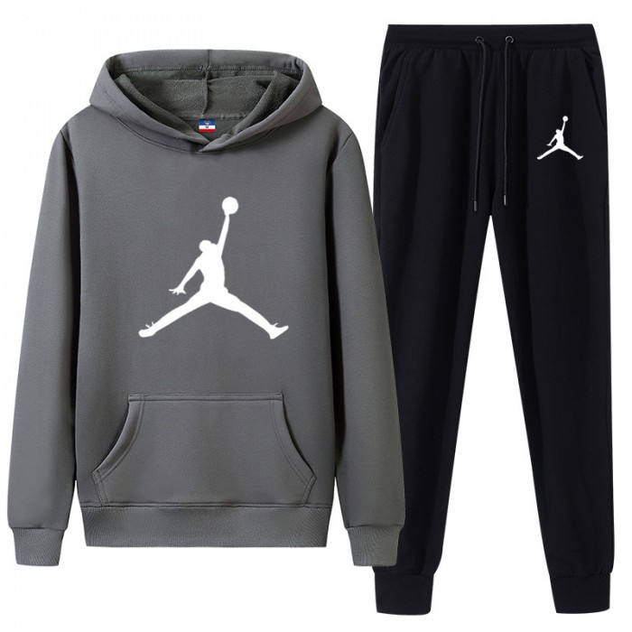 Jordan 2 Piece Hooded Autumn and Winter Sweatshirts Long Sleeve Sweater Long Pants Set Casual Clothes-1911569