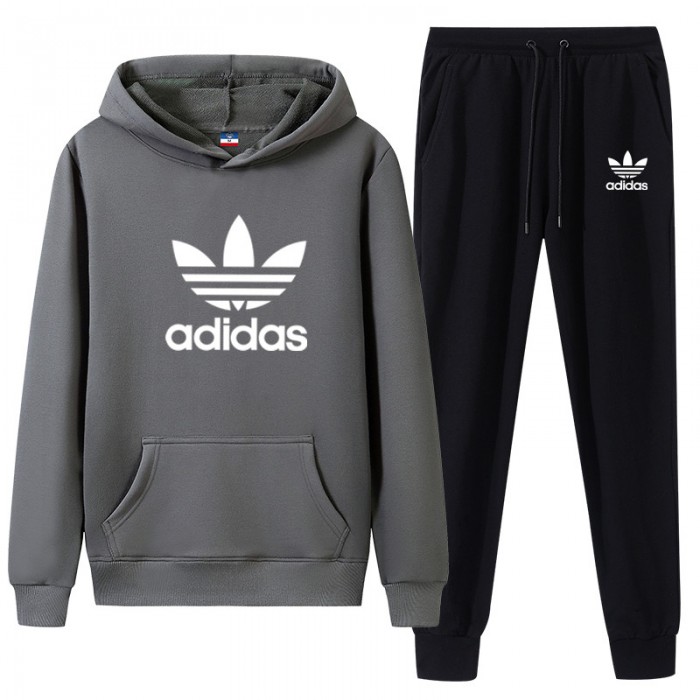 Adidas 2 Piece Hooded Autumn and Winter Sweatshirts Long Sleeve Sweater Long Pants Set Casual Clothes-3945809