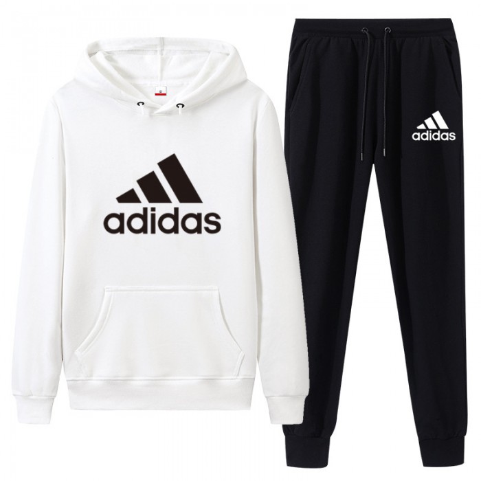 Adidas 2 Piece Hooded Autumn and Winter Sweatshirts Long Sleeve Sweater Long Pants Set Casual Clothes-1070677