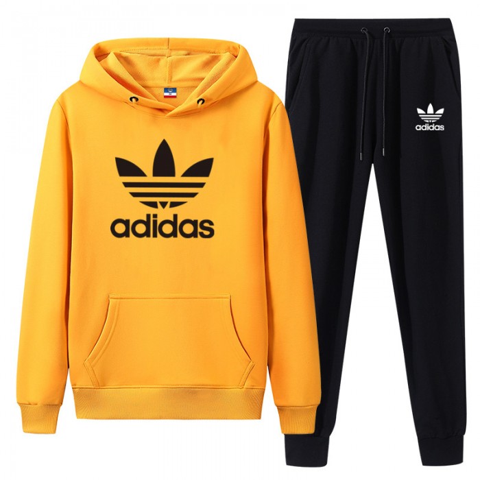 Adidas 2 Piece Hooded Autumn and Winter Sweatshirts Long Sleeve Sweater Long Pants Set Casual Clothes-8909112