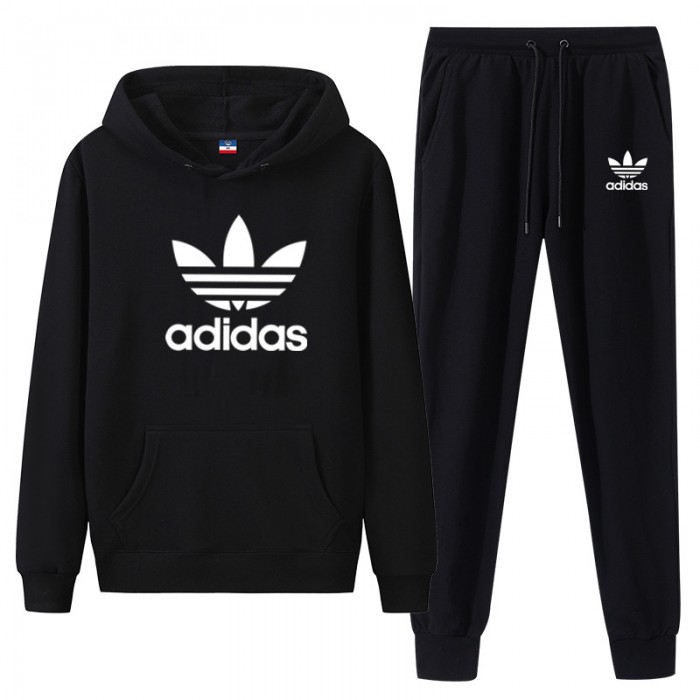 Adidas 2 Piece Hooded Autumn and Winter Sweatshirts Long Sleeve Sweater Long Pants Set Casual Clothes-1720126