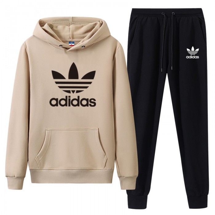 Adidas 2 Piece Hooded Autumn and Winter Sweatshirts Long Sleeve Sweater Long Pants Set Casual Clothes-6386762
